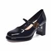 Square head Mary Jane shoes women's spring new one-word buckle shallow mouth single shoes high heels thick heel fashion shoes