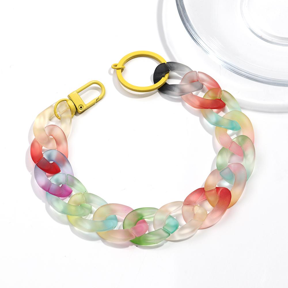 Colorful Acrylic Plastic Link Chain Keychain Creative Handmade Anti-lost Phone Key Ring For Women Girls DIY Jewelry Gifts