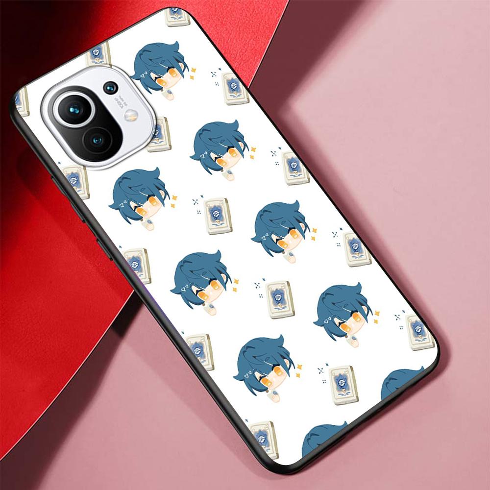 Cartoon Genshin Impact Case for Xiaomi Mi 11 Ultra 11T 10T 9T Pro Note 10 A2 9 8 Lite A3 CC9E 10S CC9 A1 Black Soft Phone Cover