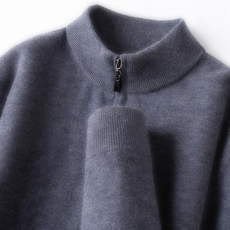 Spring Autumn Australian Merino Wool Sweater Thickened High-Neck Zip-Up Thermal Breathable