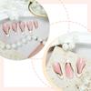 1 Set Unghie Artificiali French Tip Unghie Finte Staccabili Press On Unghie Mandorla Copertura Totale Unghie da Incollare per Donna