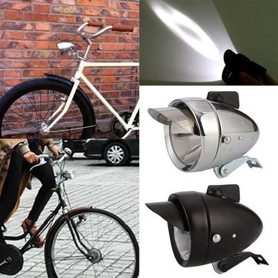Retro Chrome Steel Bicycle Light Battery Powered Easy Installation Bike Headlight Metal Case Bike LED Light Night Riding