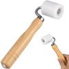 Heavy Duty Wallpaper Seam Roller with Pom Roller Wheel and Wooden Handle for Seamless Wall Covering On All Types Including Foil