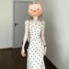French Temperament White Polka Dot Dress Women's Clothing Summer 2026 New Three-dimensional Flower Waist and Hip Dress