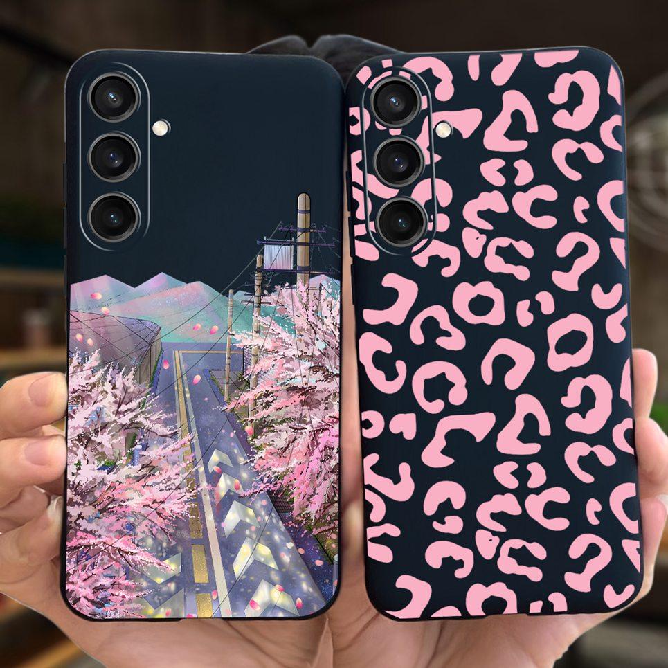 For Funda Cover Samsung A35 5G Case SM-A356E Couple Love Heart Flower Cat Painting Back Shell For Samsung Galaxy A35 5G Etui