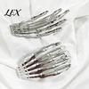 Costume Party Accessories Skeleton Hands Hair Clips, Gothic Metal Skull Side Clip for Women, Spooky Halloween Horror Accessories, Punk Rock