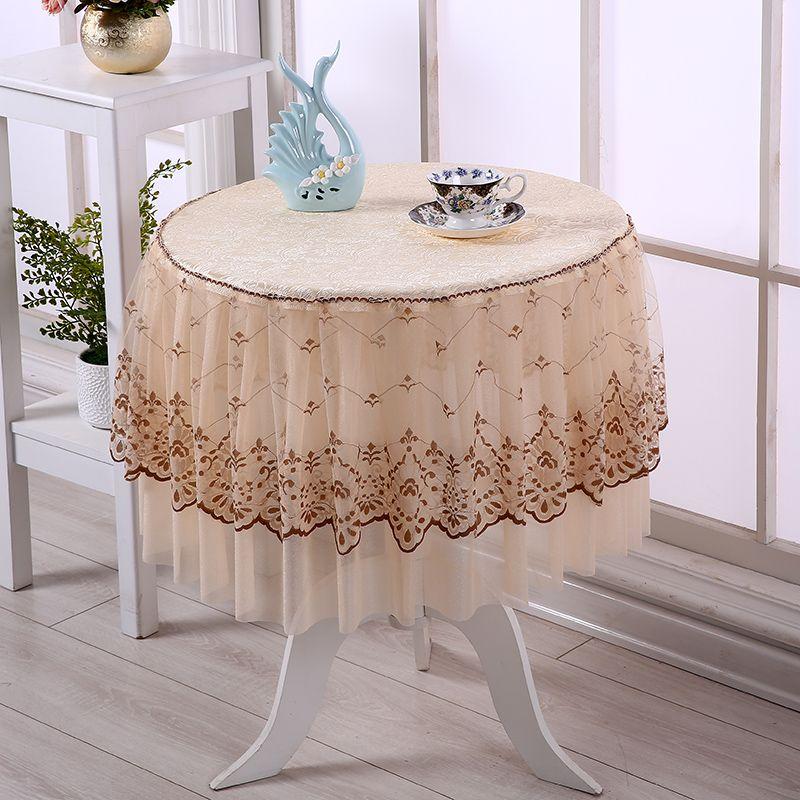 Lace Lace Fabric for Home Use Fully Wrapped Round Coffee Table Living Room Round Cover Cloth Cushion Cover Tablecloth