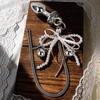 French Pearl Bow Metal Anal Plug with Pull Ring - SM Adult Necklace Toy