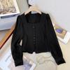 Long-sleeved Shirt Plus Size Women's Early Autumn French Chic Square Collar Temperament Top