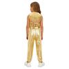 Mädchen Glitzernde Pailletten Reißverschluss Vorne Crop Top Elastische Taille Hose Hip Hop Jazz Tanz Set