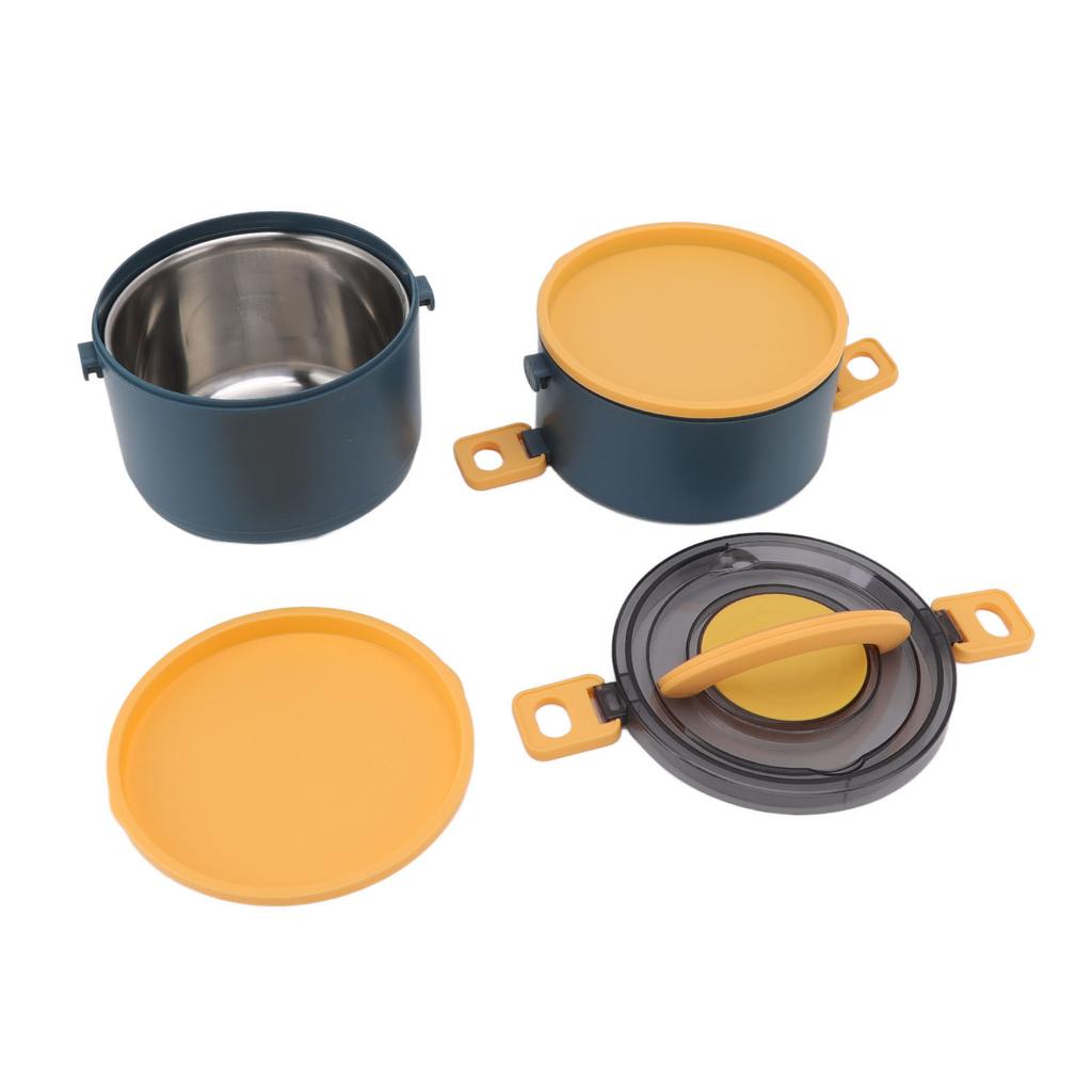 Stackable Lunch Box 1600ml Dual Layers Stainless Steel BPA Free Heat Preservation Durable Bento Box for Office Travel