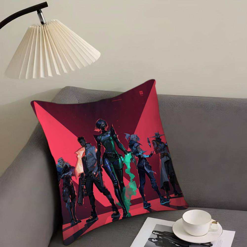 V-VALORANT Cartoon Spiel Büro Kissen Kissenbezug Autokissenbezug 45X45CM Lendenkissenbezug Sofakissenbezug