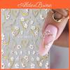 Gold Kawaii Embossed Floral 5d Line Sliders Spring White Flowers Nail Stickers Diy Petals Wedding Nails Decals Accesories