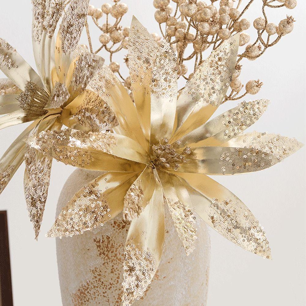 Simulation Christmas Glitter Flower DIY Christmas Tree Decorations  New Year Decor Gifts