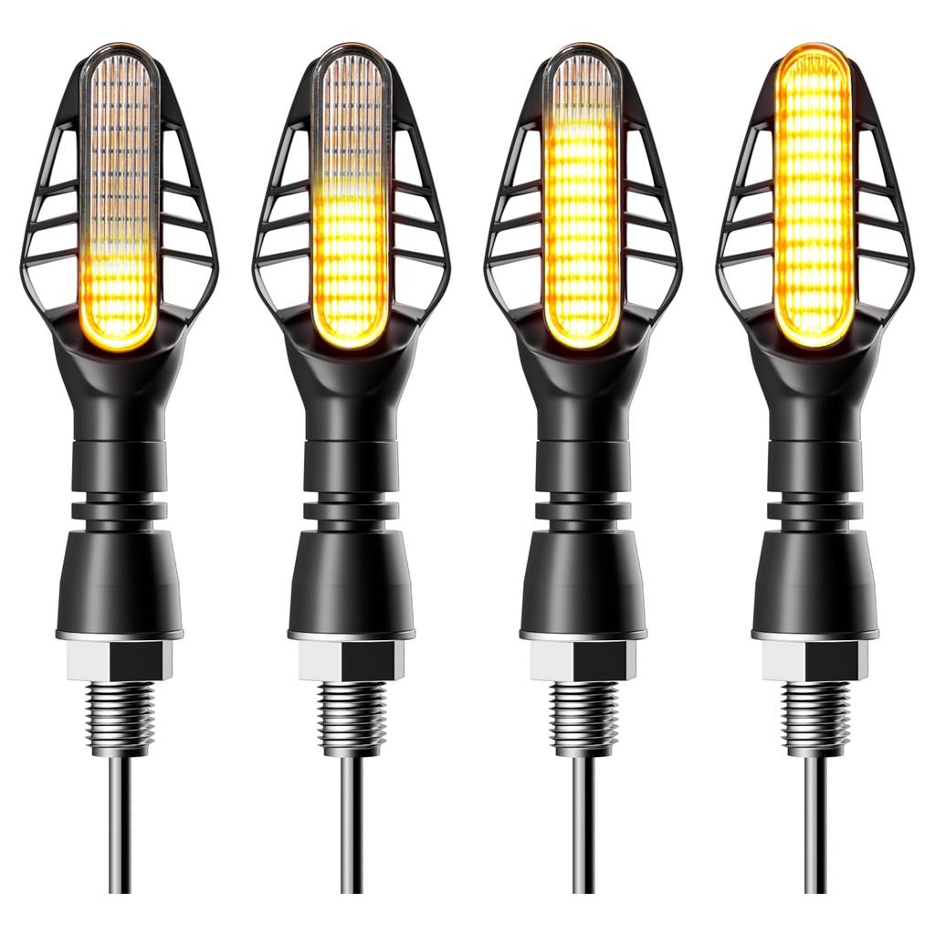 Alopee Motorcycle Yellow Flowing Turn Signal Light with M10 Volt IP65 Waterproof 4