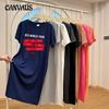 Vestito T-shirt Rotondo Larga Taglia con Fantasia Stampata, Modello Lungo, Camicia da Notte da Donna Stile Rilassato al Ginocchio