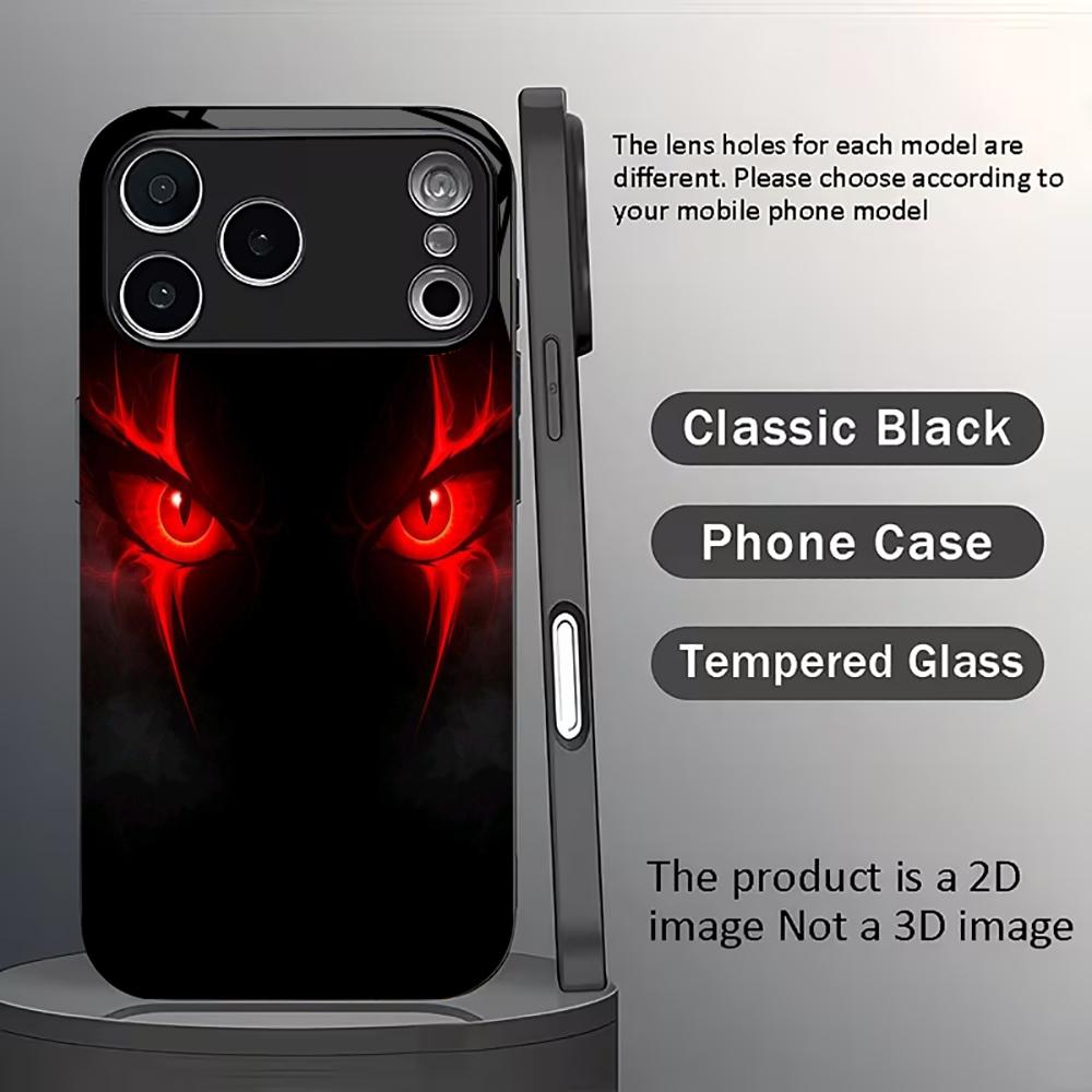 Cool Horror Red Demon Eyes fashion phone cases phone case fundas Glass Phone Case for iPhone 17 16 15 14 13 12pm Pro Plus
