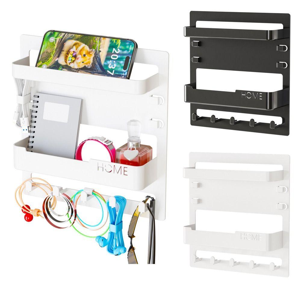 

with Hooks Bedside Shelf Wall Mount Remote Control Holder New Bedside Wall Organizer чорний