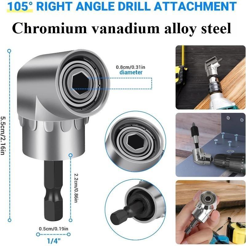 105 Degree Right Angle Drill Corner Tool Screw Hub Bend Screwdriver Bit Attachment Screw Hub Conversion Head for Electric