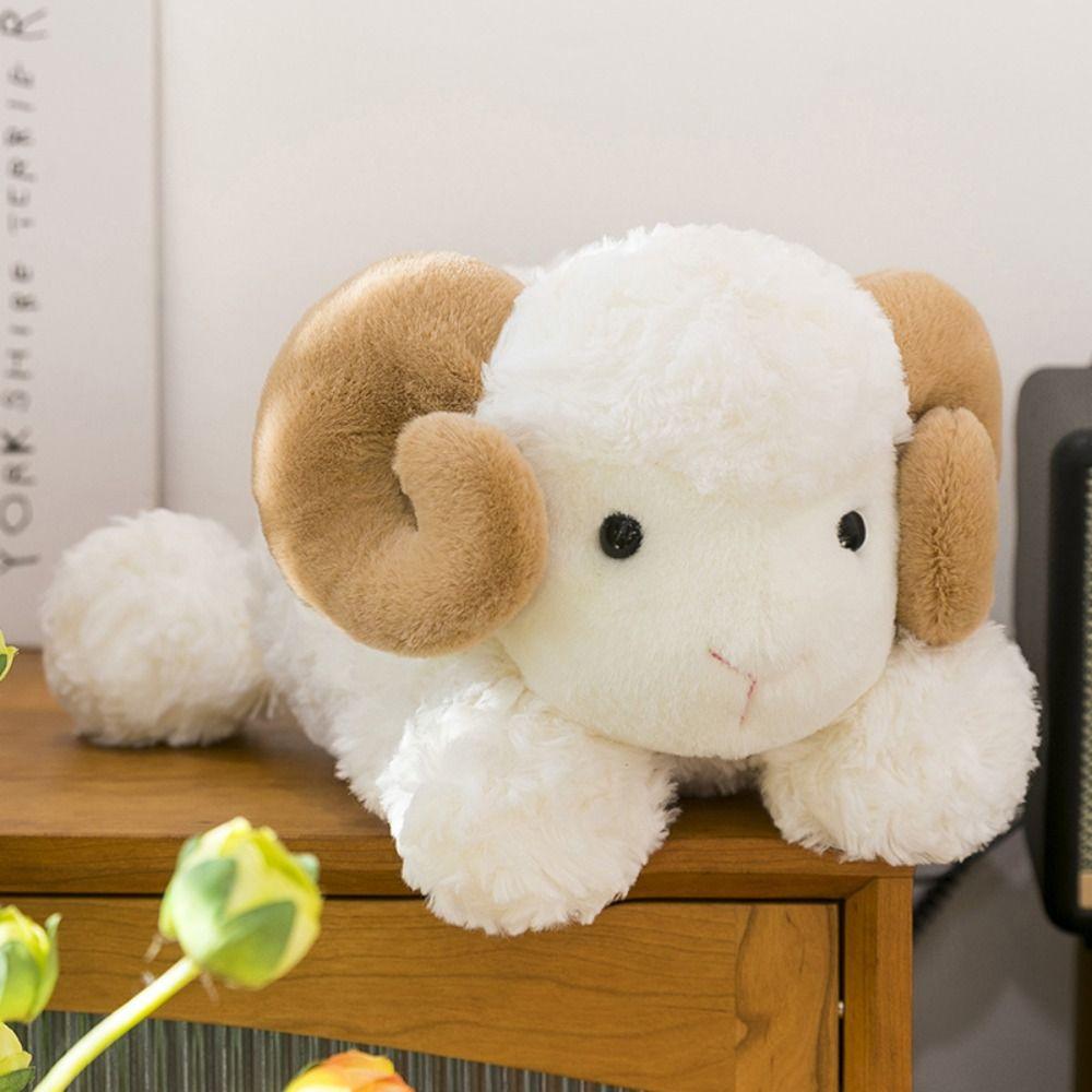 23/38cm Baby Goat&Cow Plush Doll Lying Big Horns Goat Toys Cute Animal Plush Toys Easter Gifts