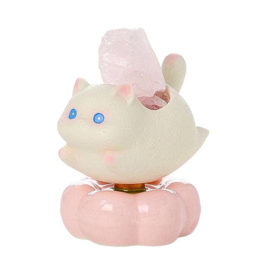 Rotating Cat Figurine Bring Good Luck Healing Stone Holder Stress Relief Desk Toy Home Office Desktop Kitten Decoration