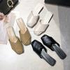 Fashion Flat Apricot Outside Shoes for Women Woman Slippers Sandals Slides Leather On Beach Job Mules New Style Natural Skin Fashion B W