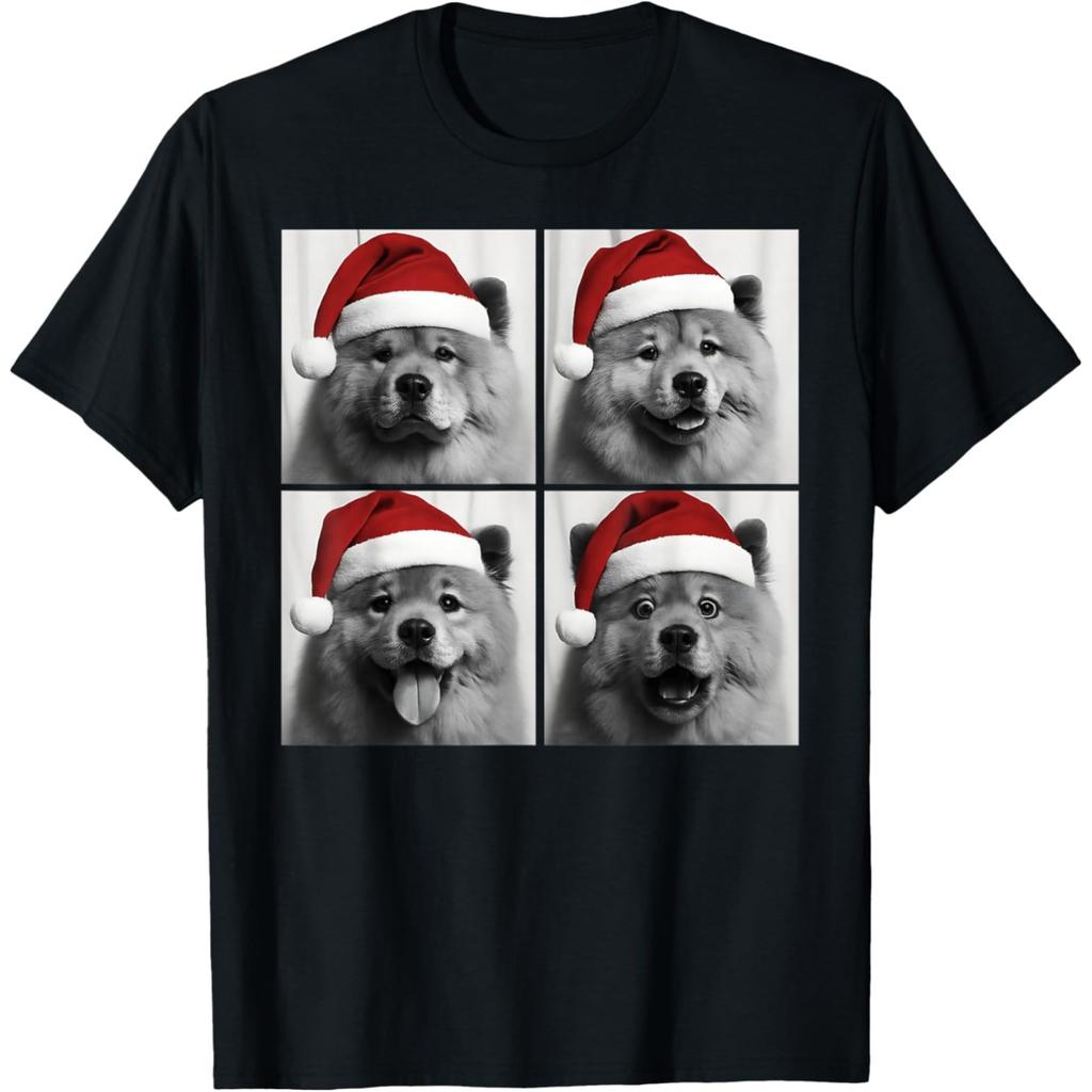 Christmas Chow Chow Dog Lover Funny Xmas Pet Dogs T Shirts Men Cotton Streetwear Tee Shirt Short Sleeve Unisex Loose Clothing