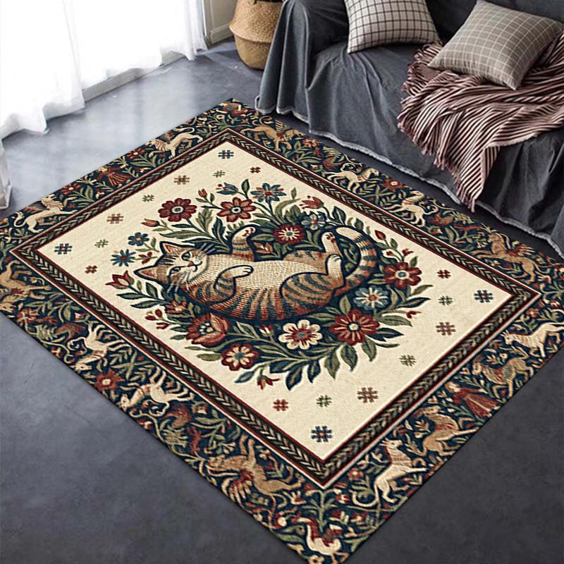2025 New Cat Flower Carpet Rug for Living Room Bedroom Home Sofa Decoration,Kids play Non-slip Floor Mat42