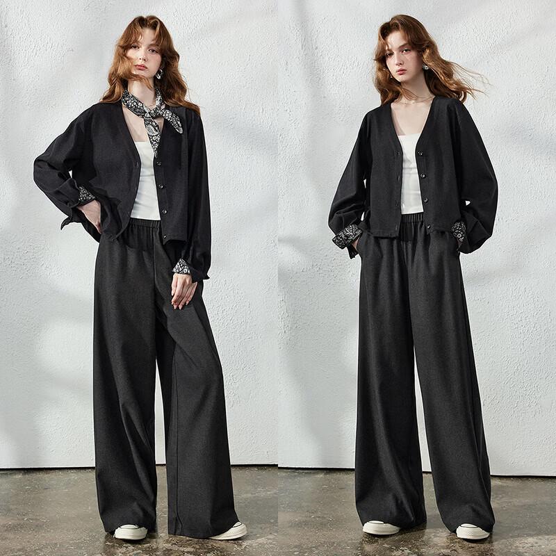 CHUYU Women's Brushed V-Neck Cardigan