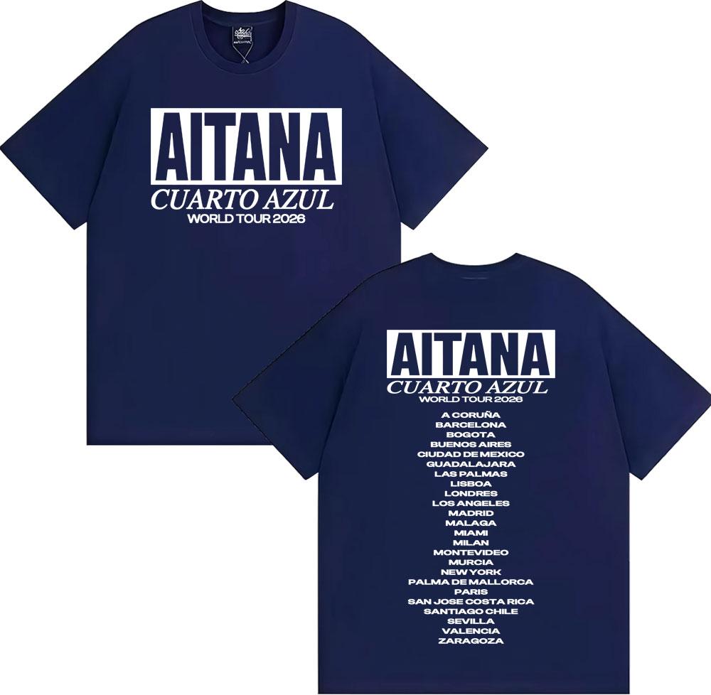 Aitana Cuarto Azul Wdrld Tour 2026 Printed Tshirts Unisex WOMEN Harajuku Comfortable and Loose Unisexs and WOMENs Tshirts