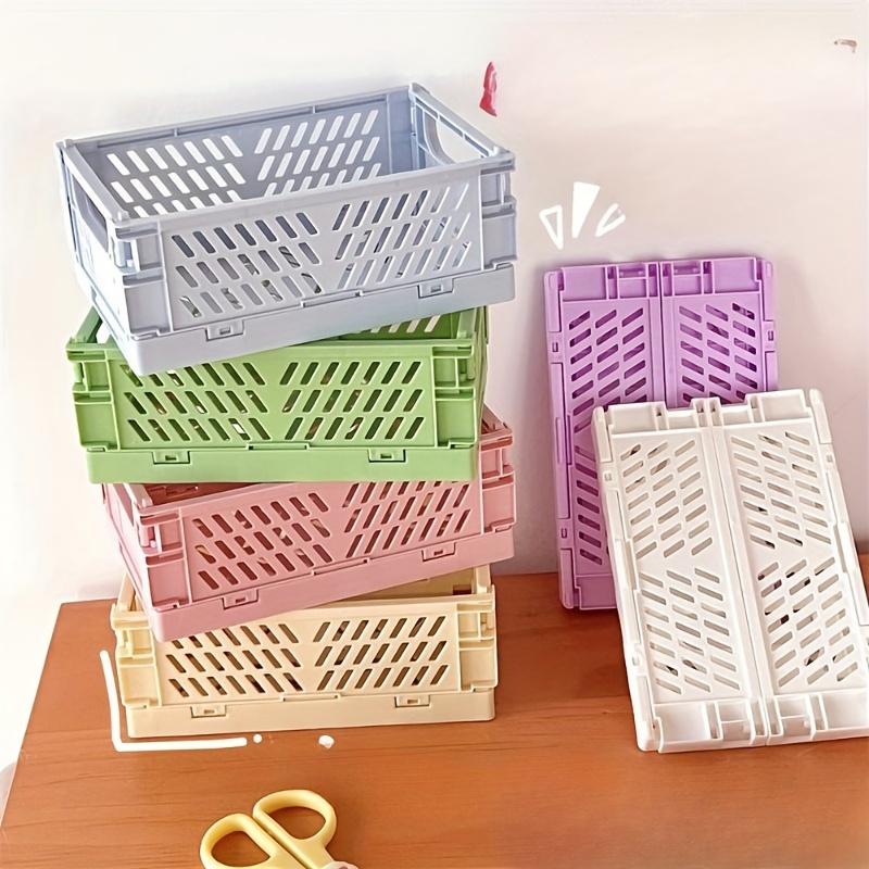 1Pc Foldable Mini Desk Organizer Box - Compact, Space-Saving Design, Polished Finish for Tidy Student Workspaces