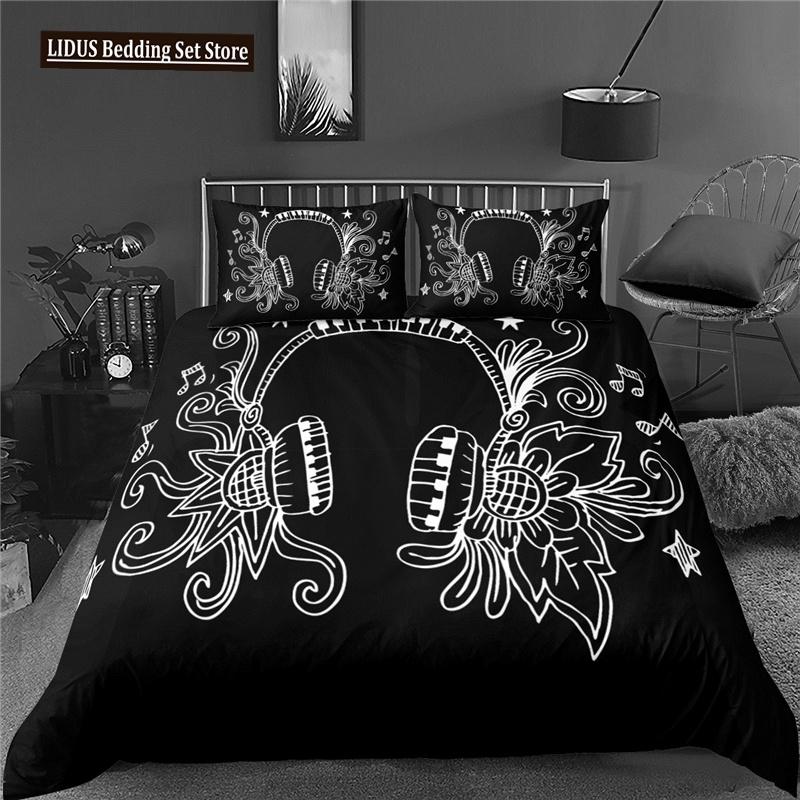 3d Music Notes Guitar Duvet Cover Set For Teens Adults Bedroom Decor 2/3pcs Music Bedding Sets Fashion Hip Hop Comforter Cover