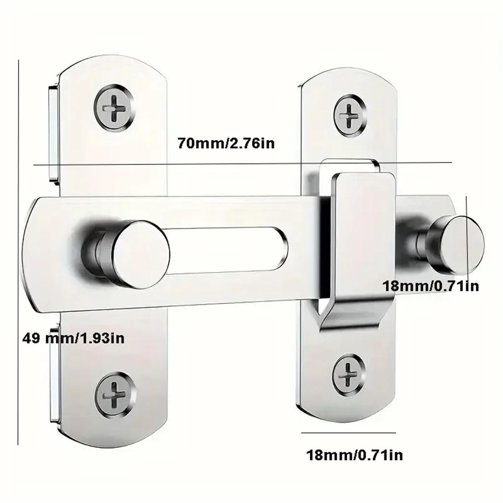 1 Peça Trinco de Porta de Aço Inoxidável, Fechadura Antifurto para Porta de Celeiro Deslizante, Ferramentas Fechadura de Porta Janela Armário Preto Fosco Prata