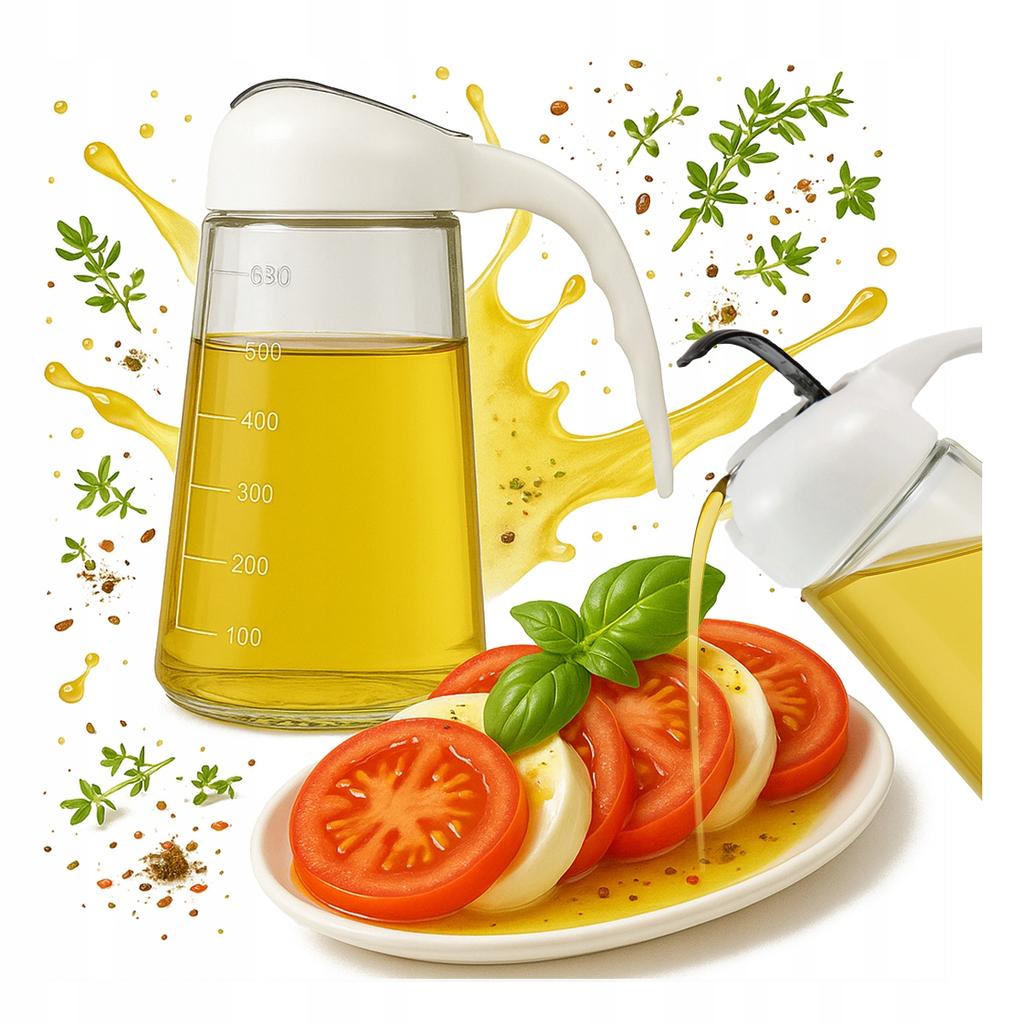 Butelka Szklana Na Olej Oliwę Ocet 600 Ml Z Podziałką I Rączką Dozownik