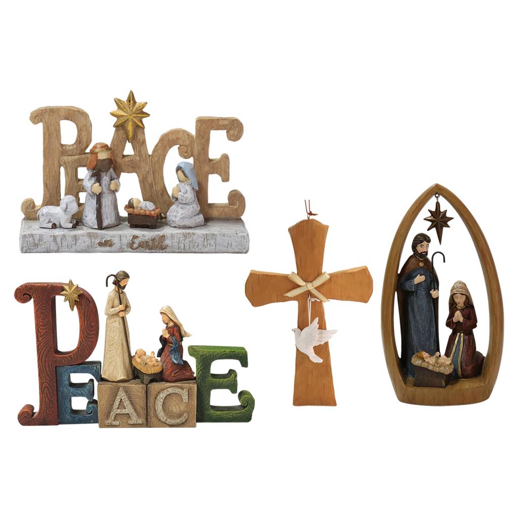 Holy Family Nativity Decor, Resin Statue and Sculpture Baby Jesus Holy 12.5x3x18.5CM