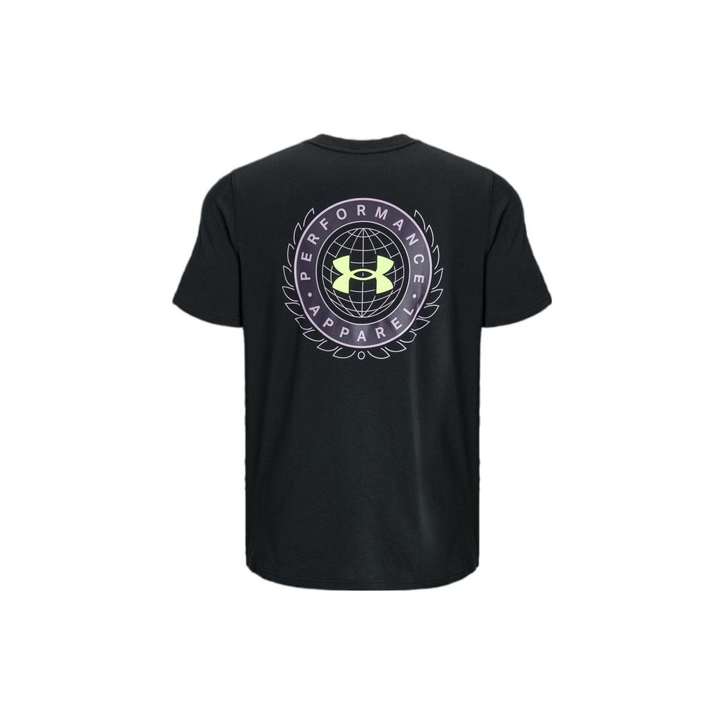 Under Armour Logo Print Round Neck Short Sleeve T-Shirt Men Tops Black 1366471-001