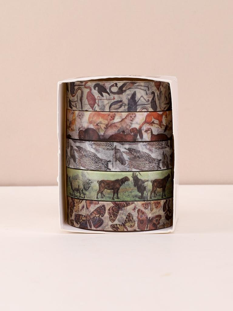 5rolls/box Flora and Fauna Washi Tape Decorative Sticker Adhesive Tape DIY Crafts Arts Scrapbooking Card Washi Tape Stationery