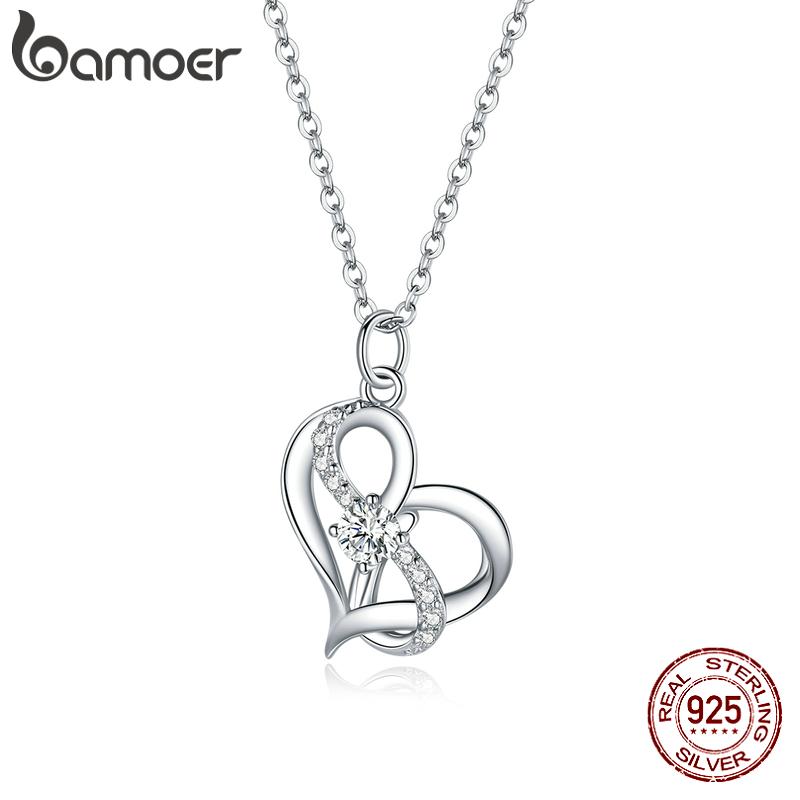 

Bamoer 925 Silver Clear CZ Forever Love Heart Pendant Necklace for Women Valentine s Day Anniversary Gift Fine Jewelry China Mainland
