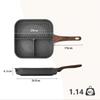 SENSARTE 28cm Frying Pan with Square Frying Gray Marble-Coated Compartments, Induction/Gas/Grill Pan, 3-Compartment Pan, Non-Stick, One-Year Warranty,