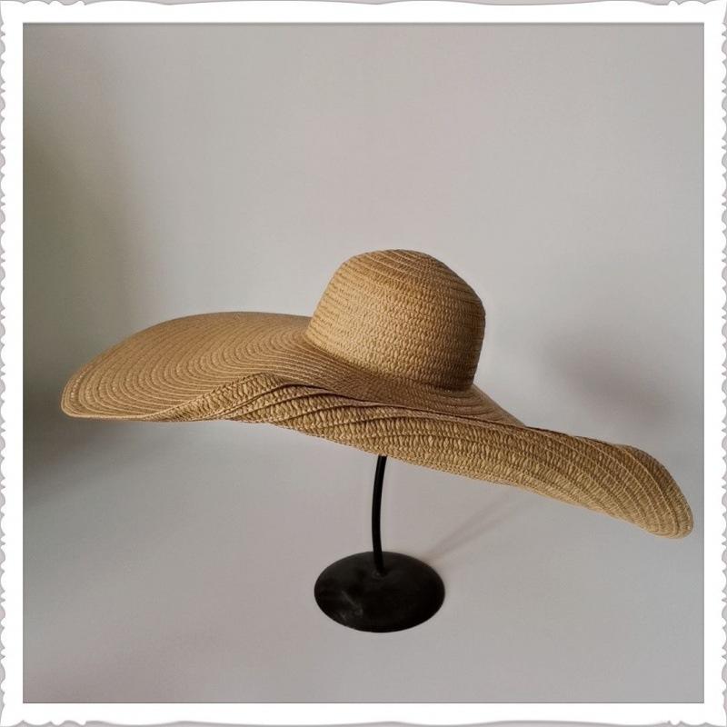 CM oversized brim braided hat women's spring and summer versatile beach hat vacation sun hat sun hat