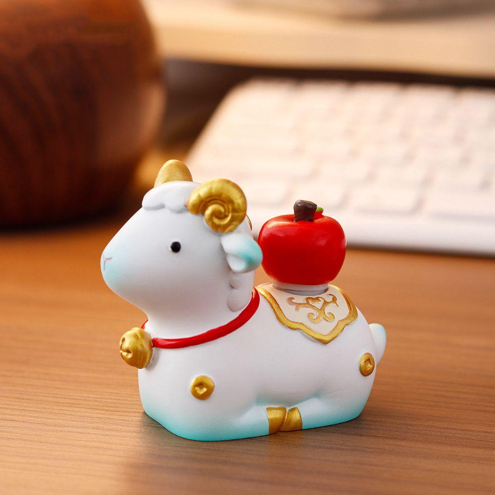 Lovely Zodiac Sheep Mascot Cute Creative Desk Ornament Party Favor Zodiac Sheep Figurine Tabletop
