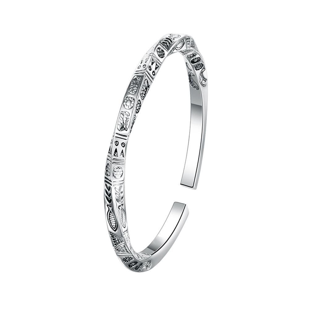 Silver-Plated Bohemian Mobius Strip Cuff Bracelet for Women