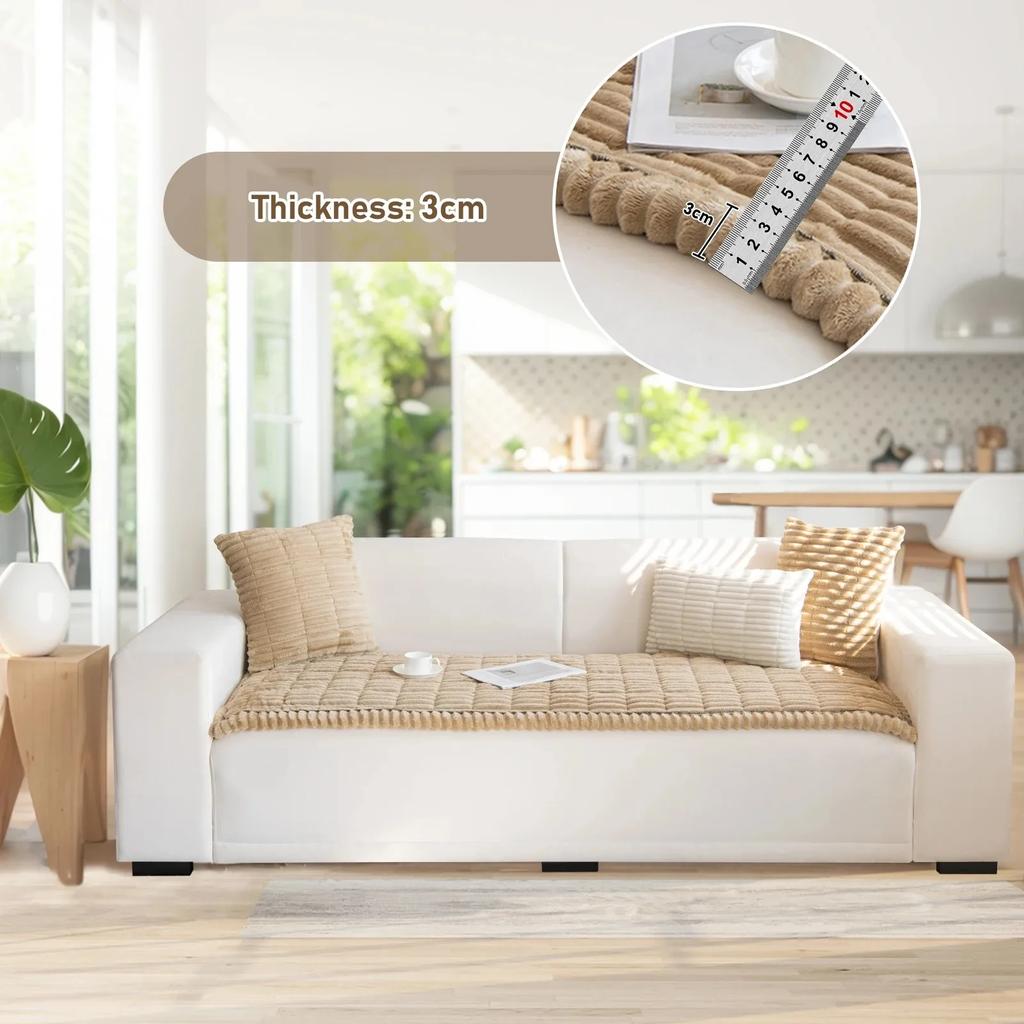 Thicken Plush Sofa Slipcover Universal Non-slip Super Soft Sofa Towel Winter Corduroy Couch Cushion For Living Room Modern Home