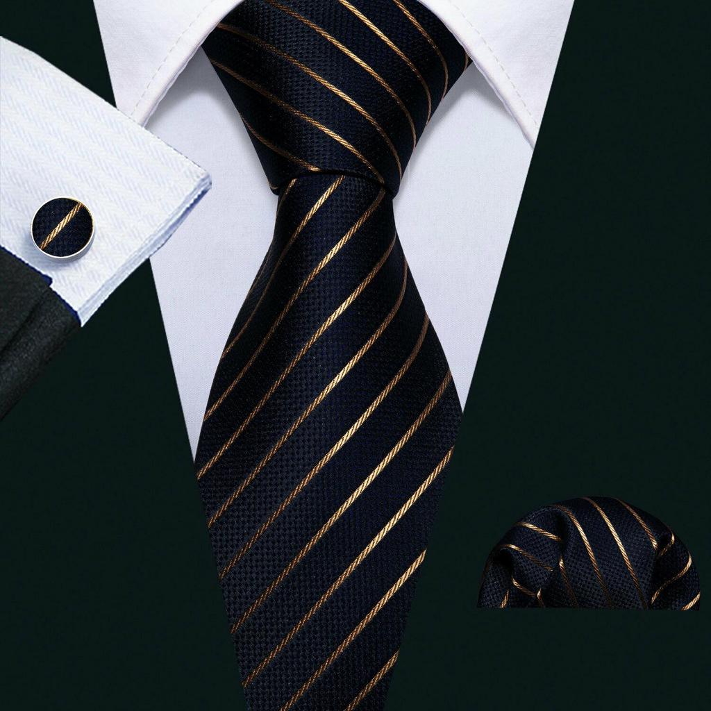 Barry Wang Formal Mens Paisley Silk Tie Set Mens Necktie Pocket Square Cufflinks Wedding