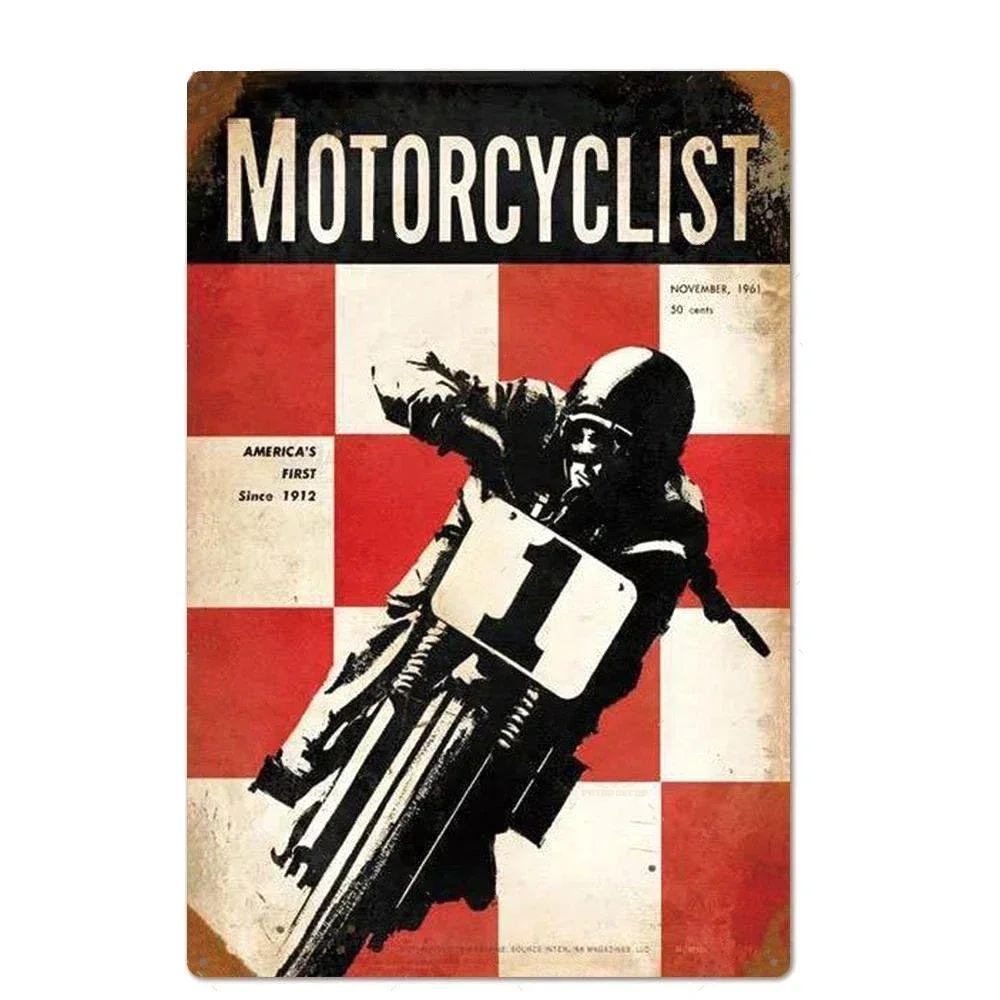 Vintage Motorcycle Tin Sign, Garage Workshop Dacha Decor 20x30cm