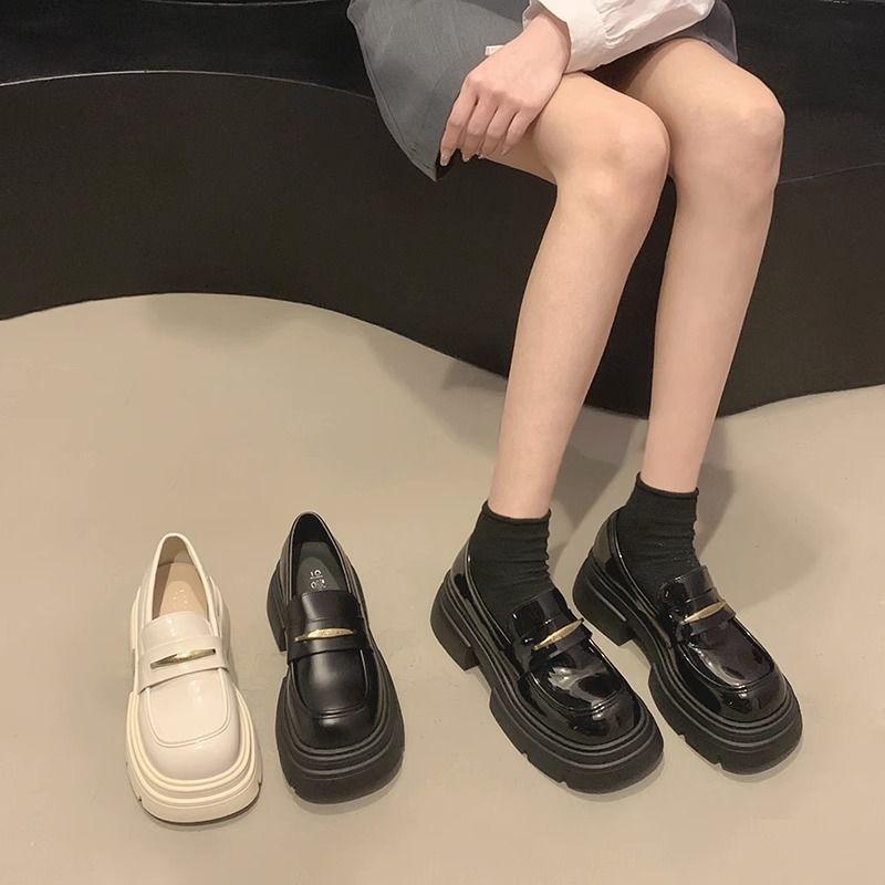 Loafers women's platform 2025 spring and autumn new retro British style black small leather shoes women's versatile JK single shoes