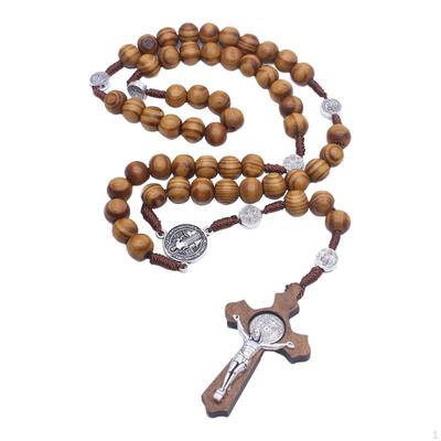 Rosenkranz-Kreuz-Halskette aus Holz für Männer und Frauen, dekorativer Schmuck, Geschenk