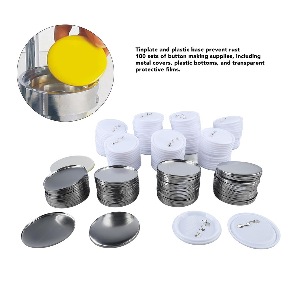 Button Maker Supplies Pin Back Button Parts 2.3in Diameter Widely Used Plastic Base Rustproof 100 Sets for Gift Making