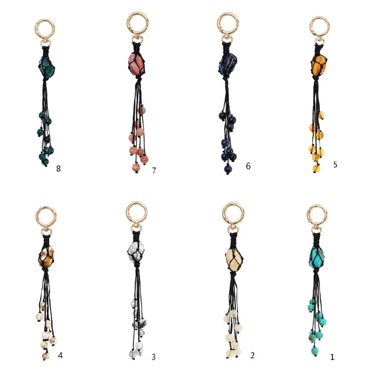 Elegant Handwoven Rope Pendant Featuring Natural Stones Adds Art Supplies and Nature To Your Space Saving Designs