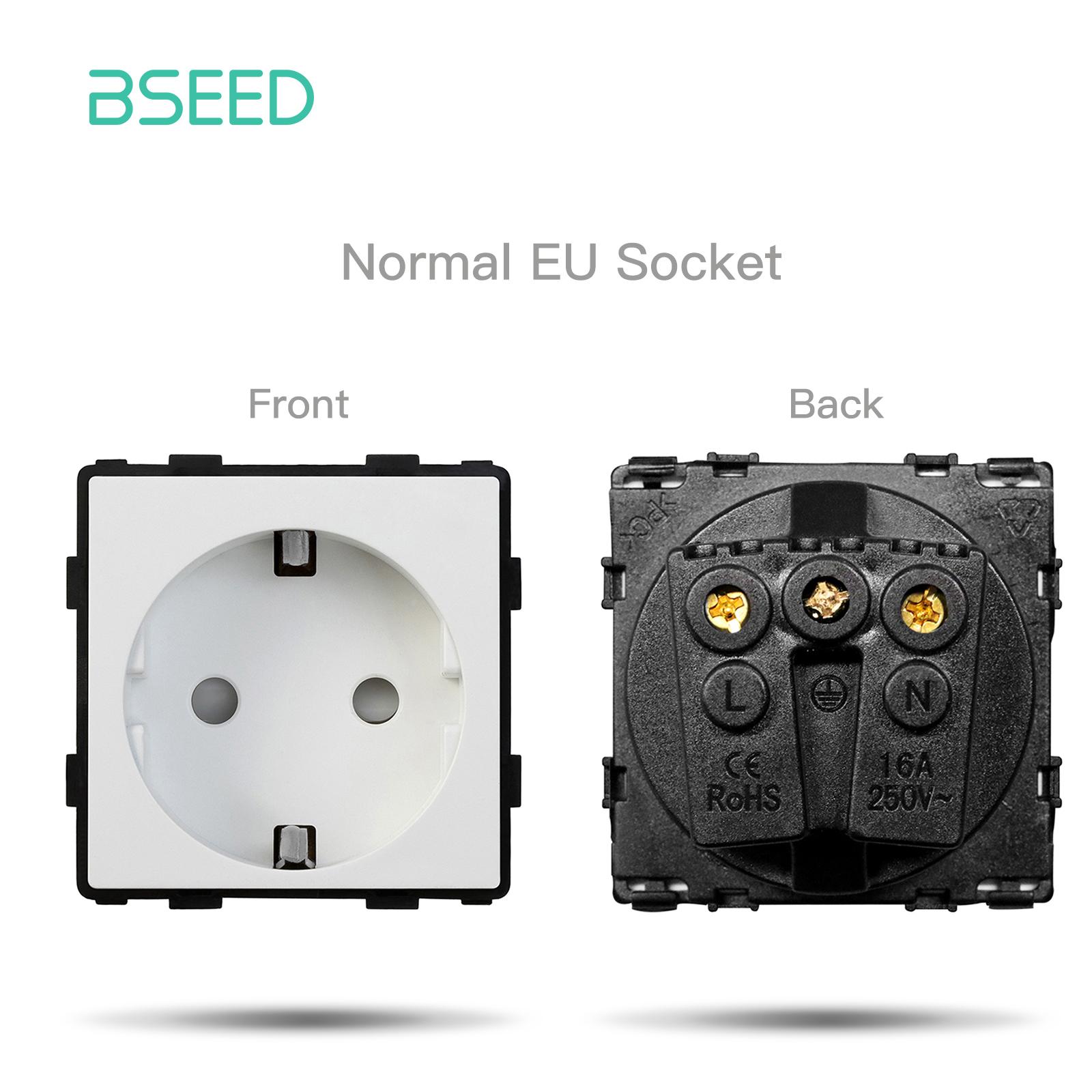 

BSEED Wifi Shutter Blinds Switch and 1/2/3Gang Light Switches EU/French Type-c USB Socket Function DIY Parts Glass Front Panel EU Standard